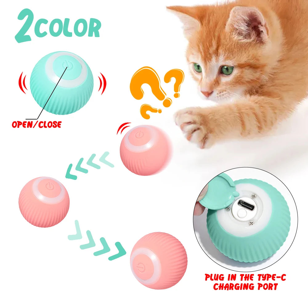Smart Interactive Cat Toy – Automatic Rolling Electric Ball for Indoor Kitten Play & Training