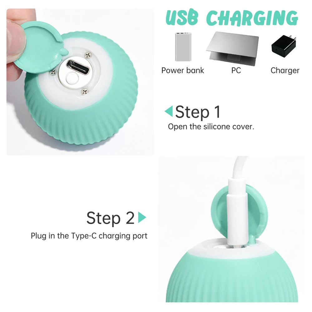 Smart Interactive Cat Toy – Automatic Rolling Electric Ball for Indoor Kitten Play & Training