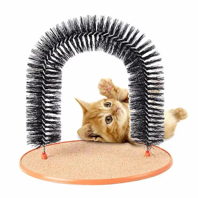 Self-Grooming Arch Cat Toy – Massage Brush with Scratching Pad