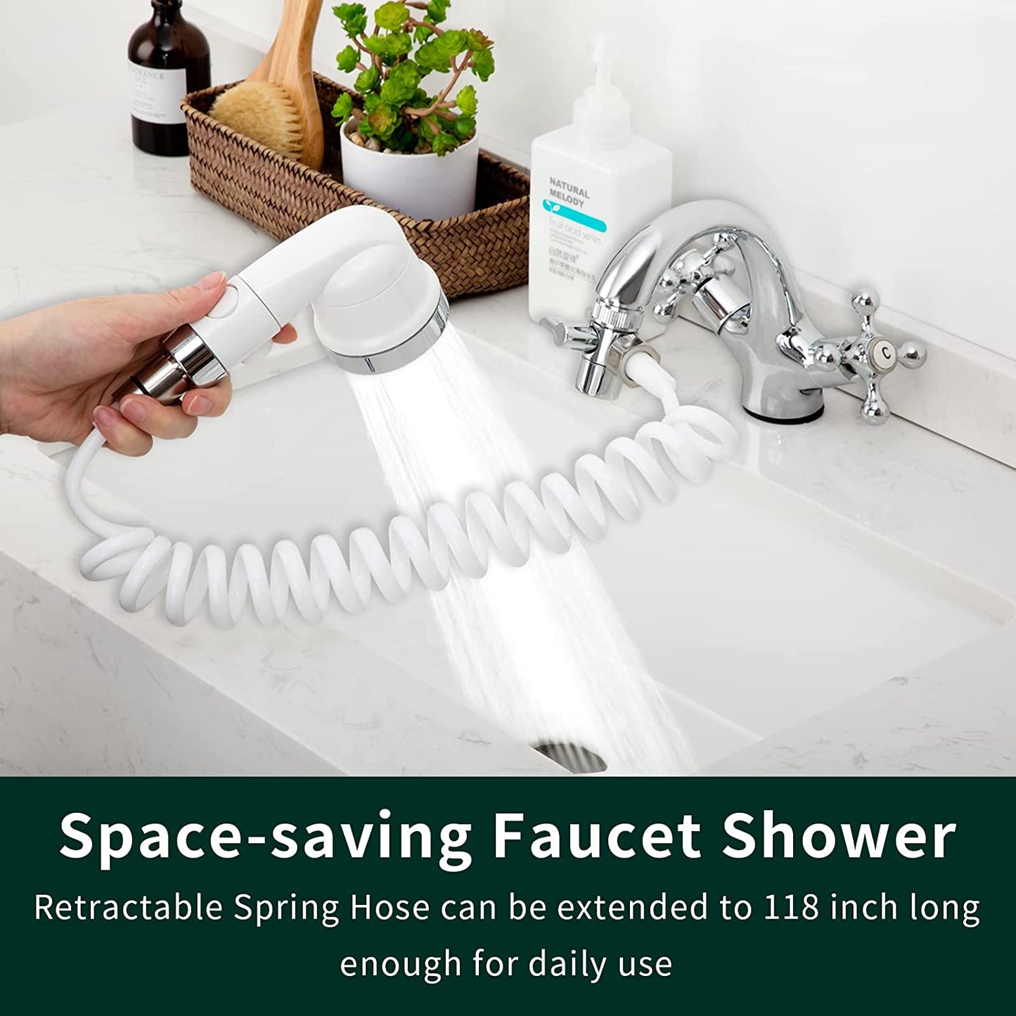 Sink & Tub Faucet Sprayer Attachment – Dog Bathing Shower Head & Hose Set for Kitchen & Bathroom