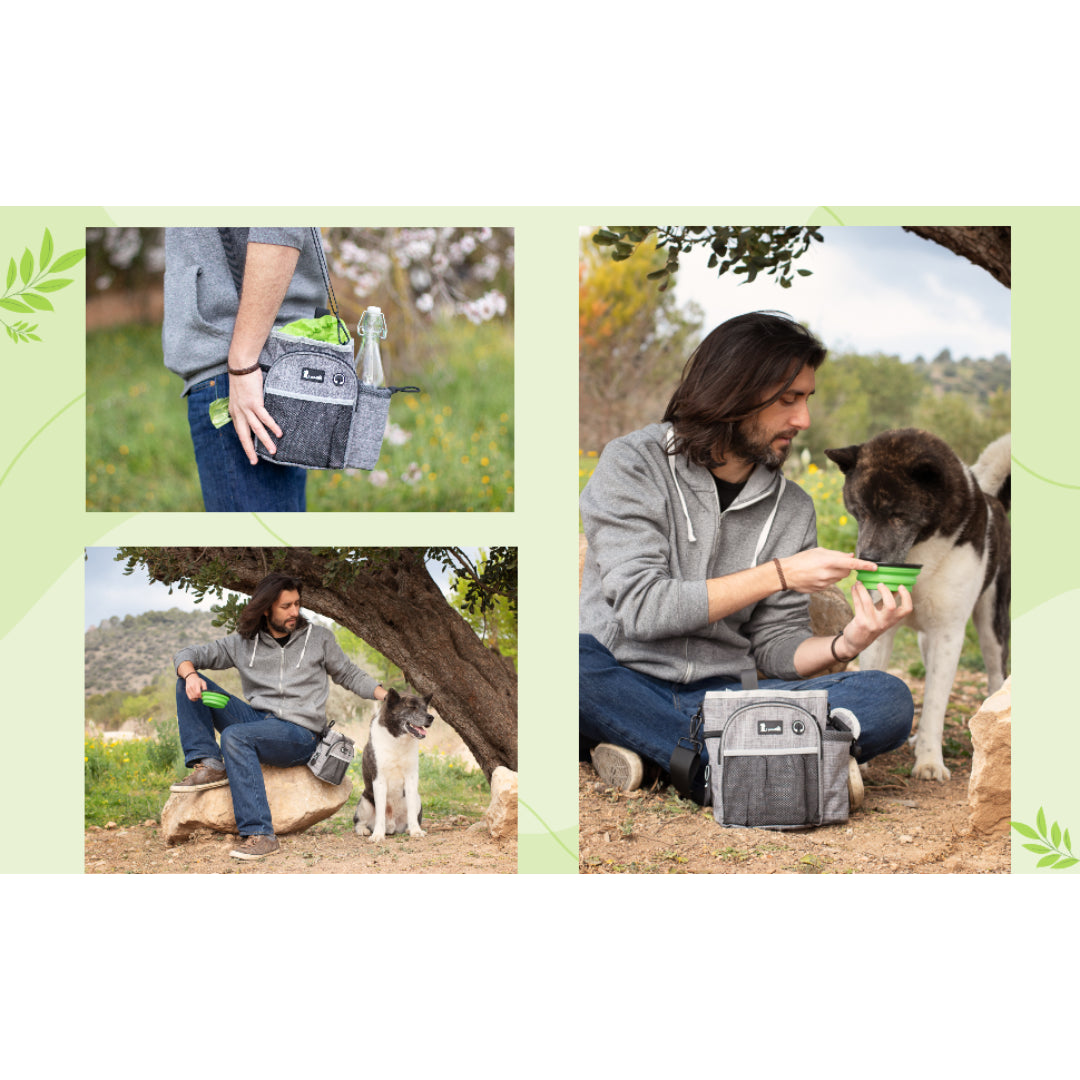 Pecute XL Dog Walking Bag with Water Bottle Holder