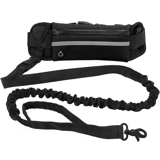 Hands-Free Dog Leash – Reflective Running Leash with Waist Bag & Retractable Elastic Belt