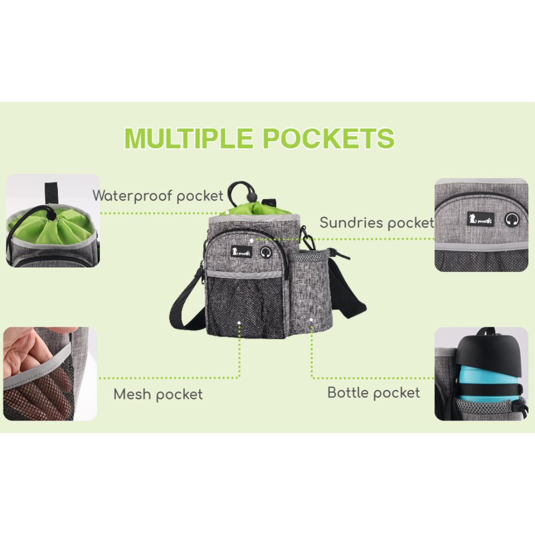 Pecute XL Dog Walking Bag with Water Bottle Holder