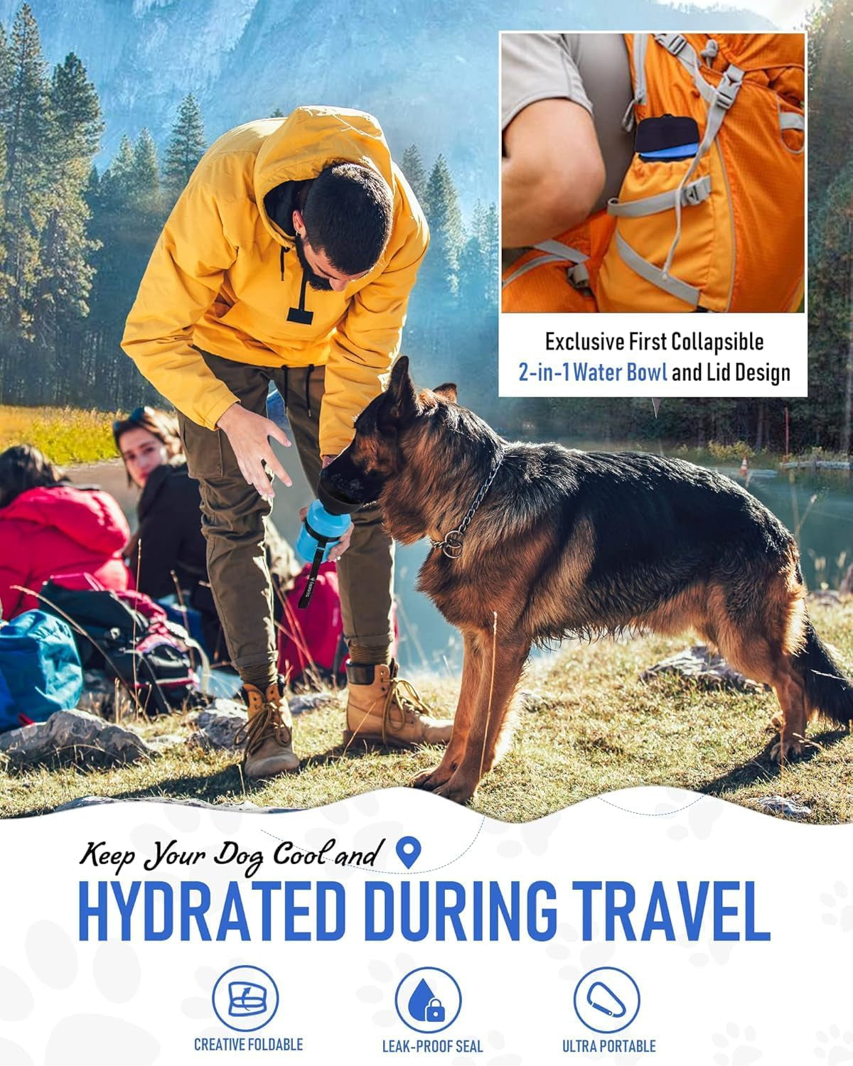 Portable Dog Water Bottle – Leak-Proof Travel Dispenser for Walking, Hiking & Outdoor Adventures