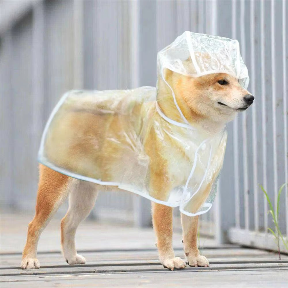 Waterproof Dog Raincoat – Clear PVC Hooded Jacket for Puppies & Dogs