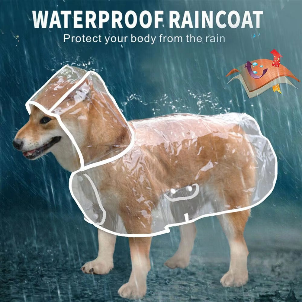 Waterproof Dog Raincoat – Clear PVC Hooded Jacket for Puppies & Dogs