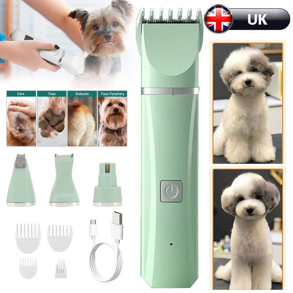 Professional Dog Grooming Clipper Set – Electric Trimmer for Thick Fur & Hair