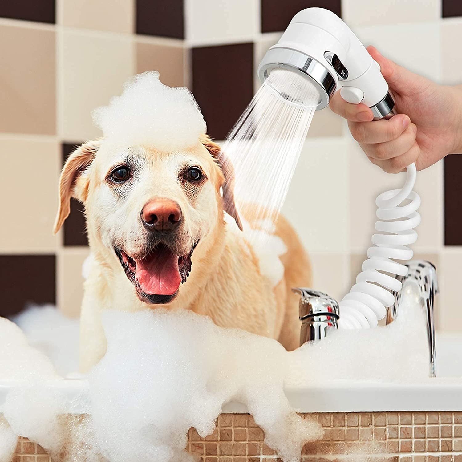 Sink & Tub Faucet Sprayer Attachment – Dog Bathing Shower Head & Hose Set for Kitchen & Bathroom