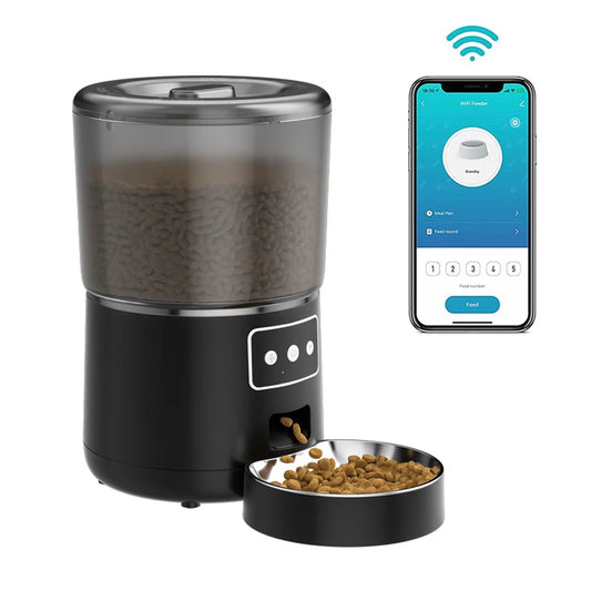 WiFi Smart Pet Feeder – Automatic 4L Dry Food Dispenser for Dogs & Cats (Black)