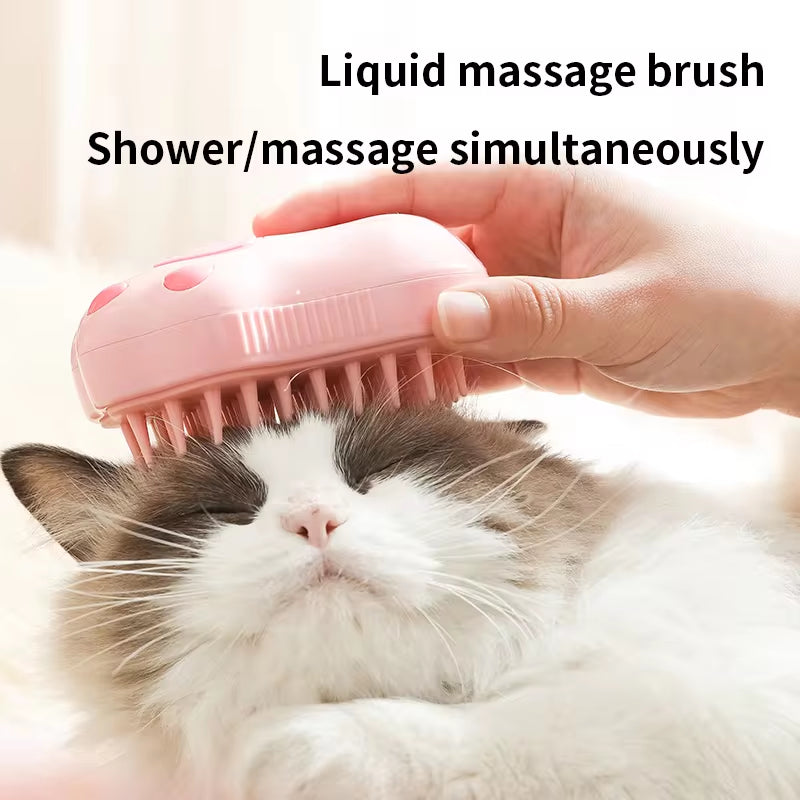 3-in-1 Electric Pet Brush – Steam Spray Grooming Comb for Cats & Dogs, Hair Removal & Massage