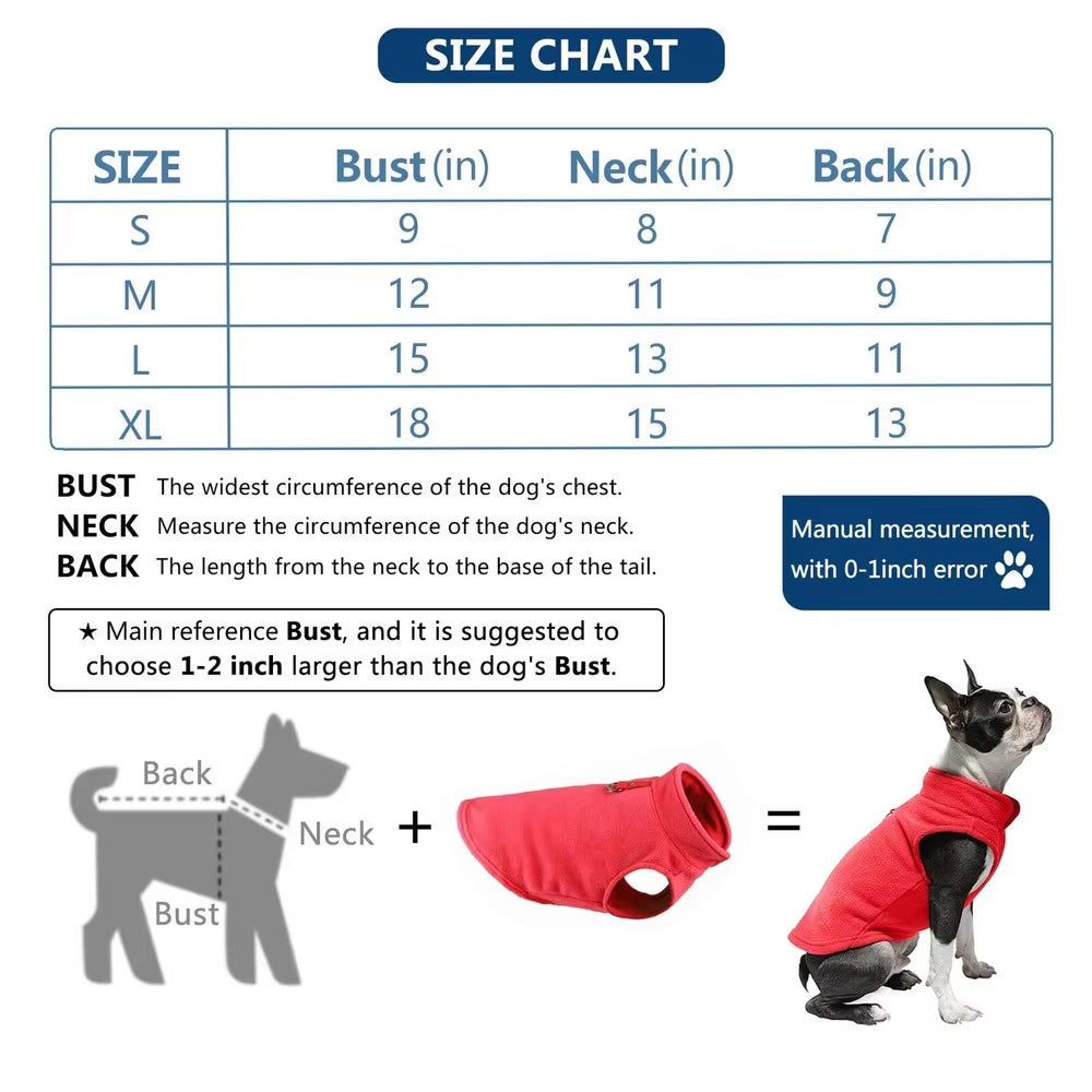 Warm Fleece Dog Jacket – Cozy Winter Sweater Vest for Puppies & Small Dogs