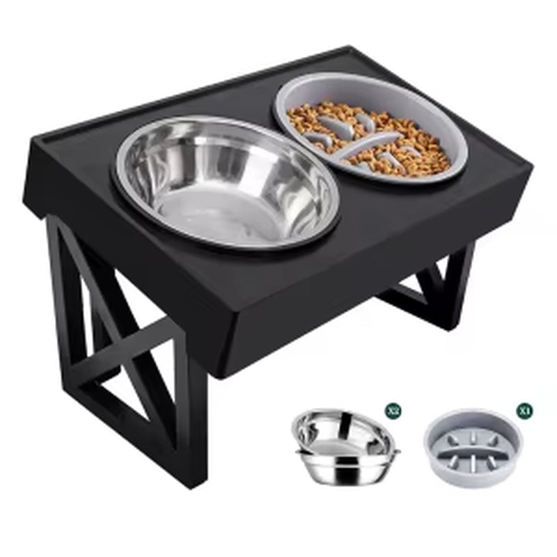 Adjustable Elevated Dog Bowl Stand – Slow Feeder & Meal Mat for Comfortable Pet Dining