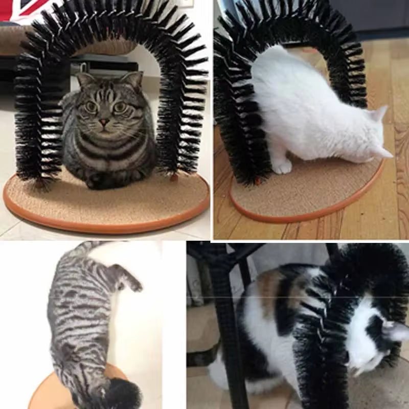 Self-Grooming Arch Cat Toy – Massage Brush with Scratching Pad