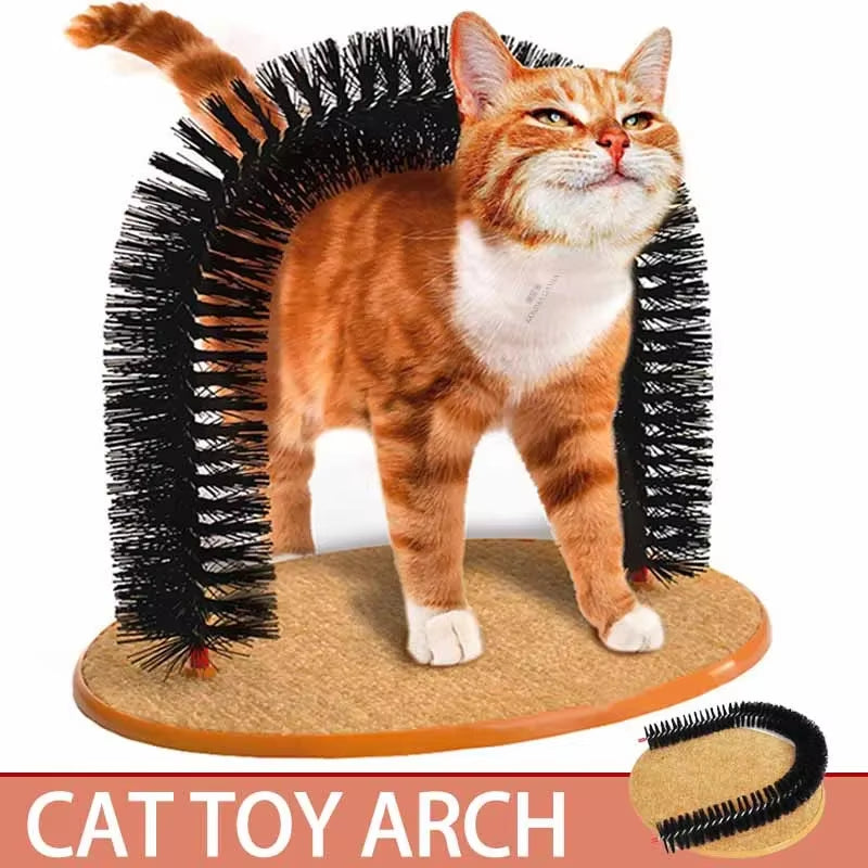 Self-Grooming Arch Cat Toy – Massage Brush with Scratching Pad