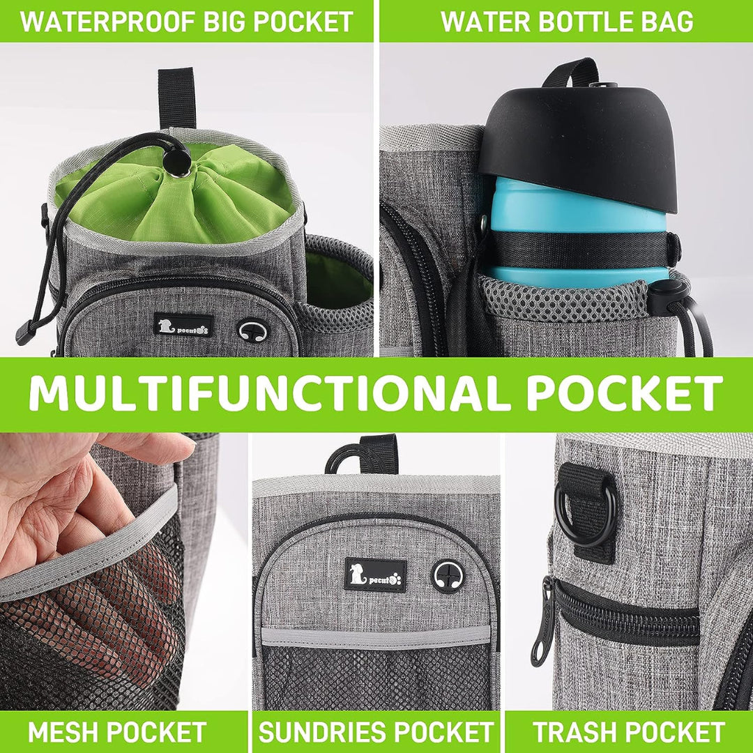 Pecute XL Dog Walking Bag with Water Bottle Holder