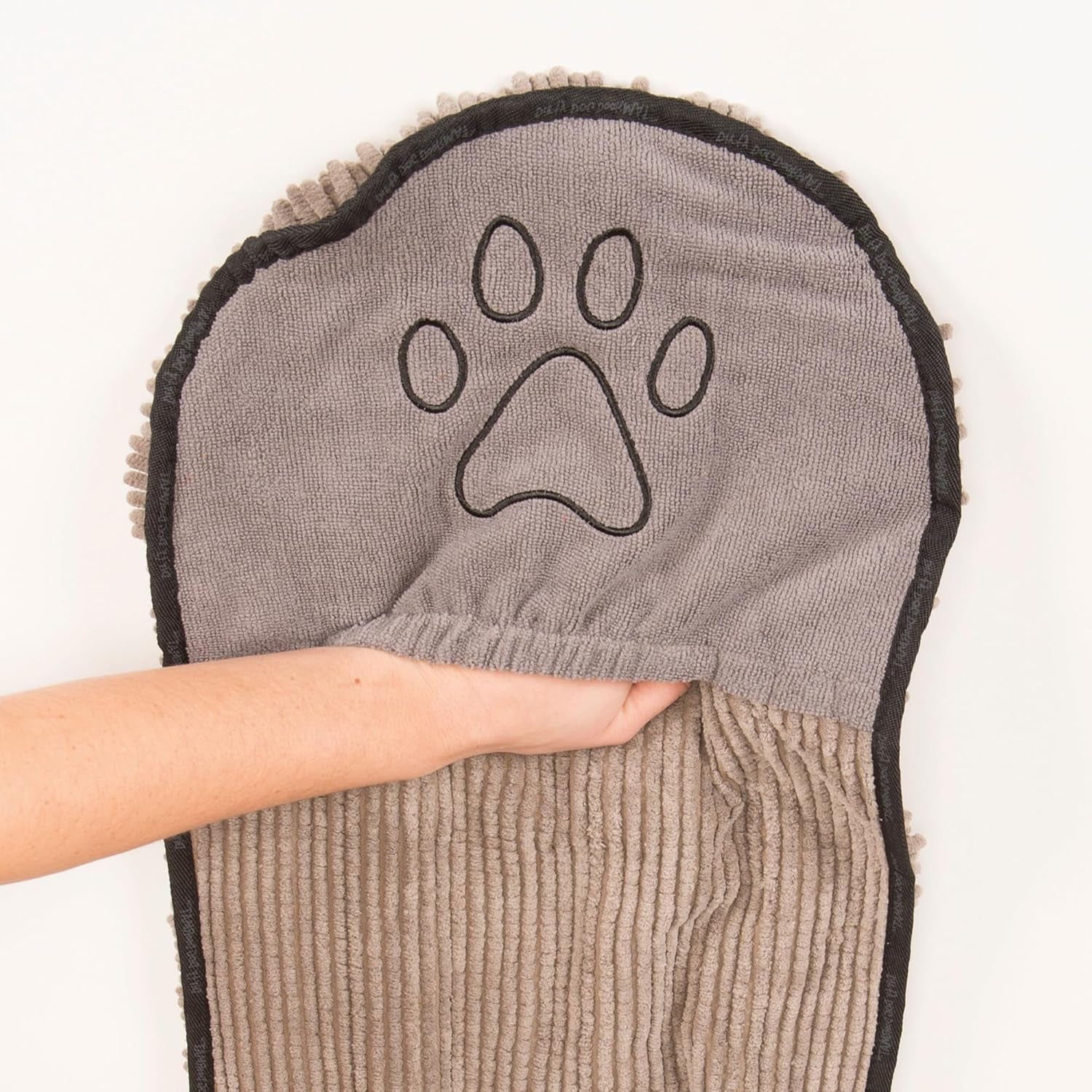 Dirty Dog Shammy – Fast-Drying, Super Absorbent Microfiber Dog Towel with Hand Pockets (Grey)