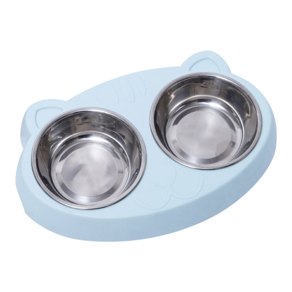 Double Pet Bowl – Non-Slip Stainless Steel Food & Water Bowls for Dogs & Cats