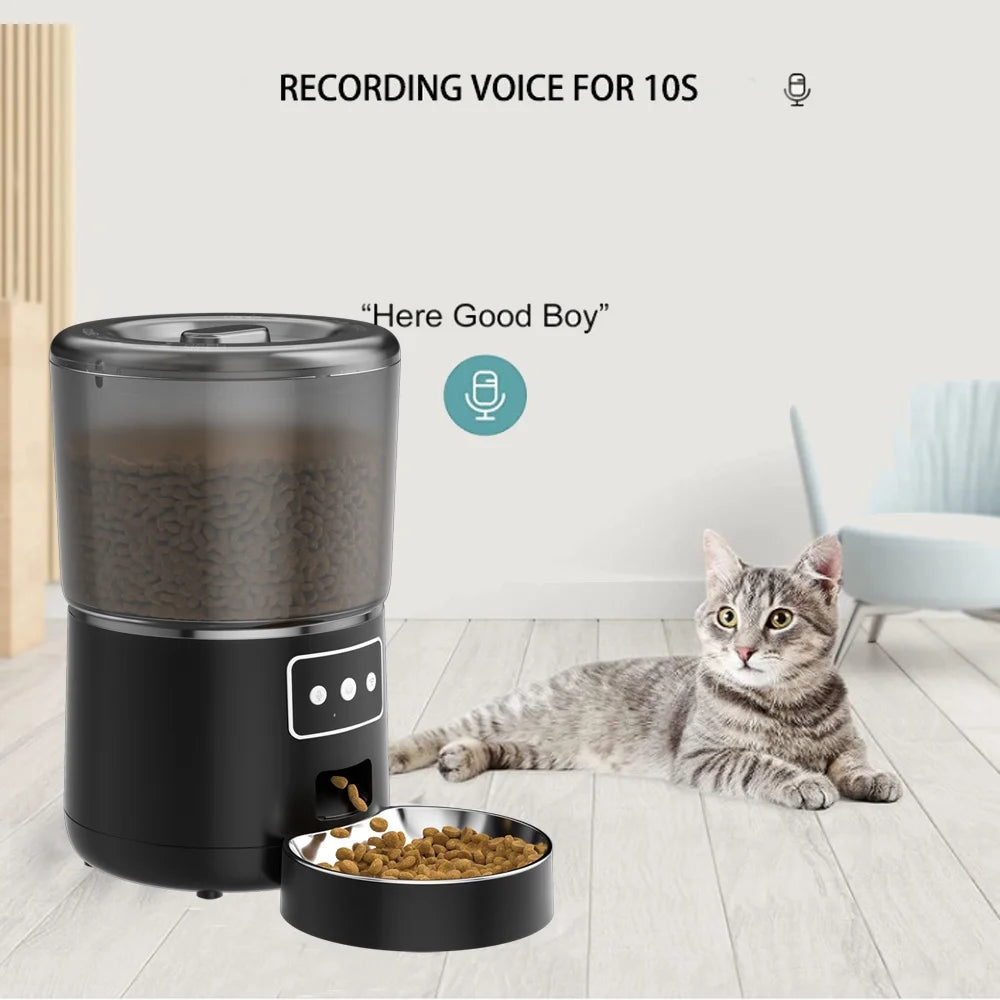 WiFi Smart Pet Feeder – Automatic 4L Dry Food Dispenser for Dogs & Cats (Black)