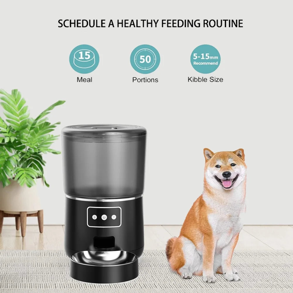 WiFi Smart Pet Feeder – Automatic 4L Dry Food Dispenser for Dogs & Cats (Black)