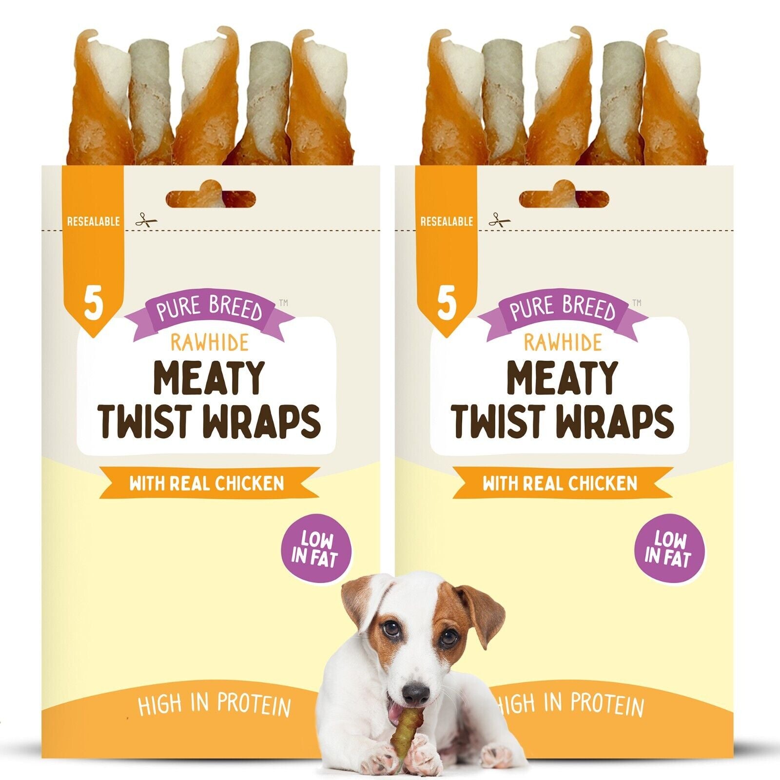 10-Pack Dog Chew Treats – Rawhide Twist Sticks Wrapped in Chicken for Healthy Snacking