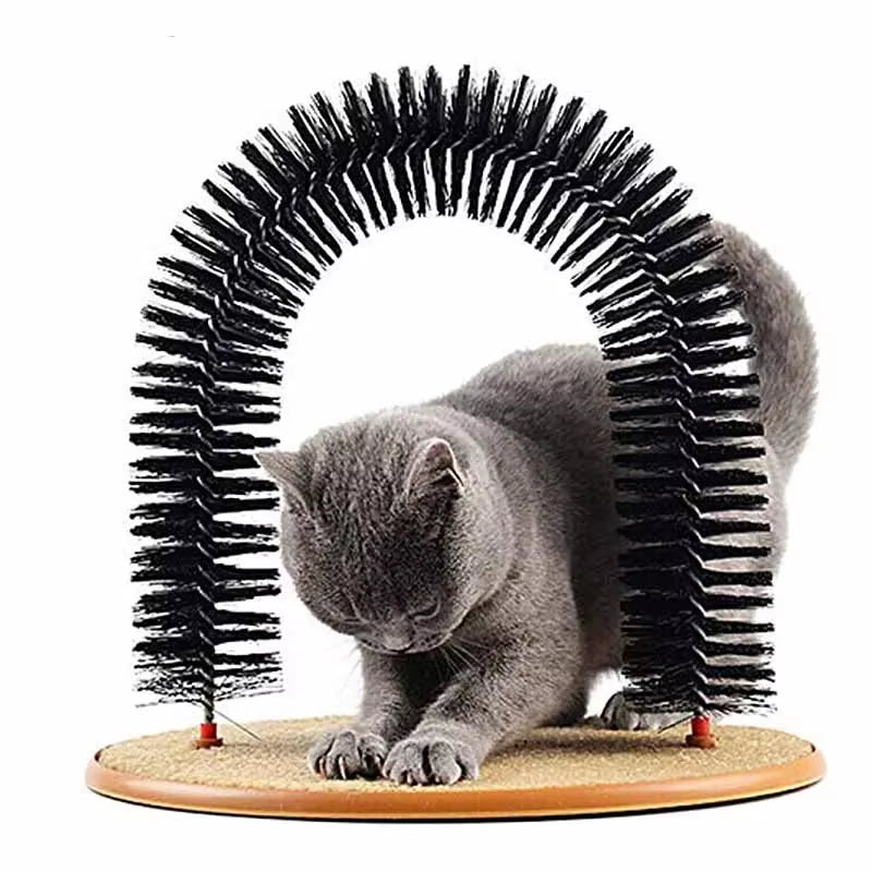 Self-Grooming Arch Cat Toy – Massage Brush with Scratching Pad