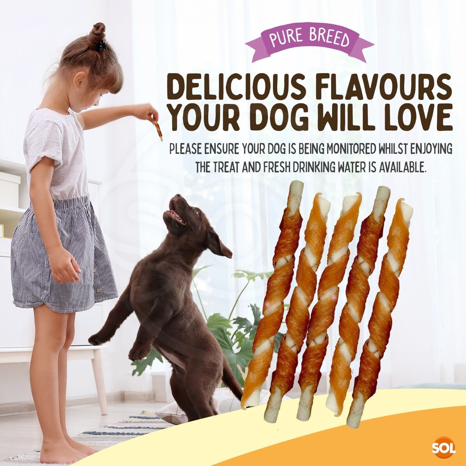 10-Pack Dog Chew Treats – Rawhide Twist Sticks Wrapped in Chicken for Healthy Snacking