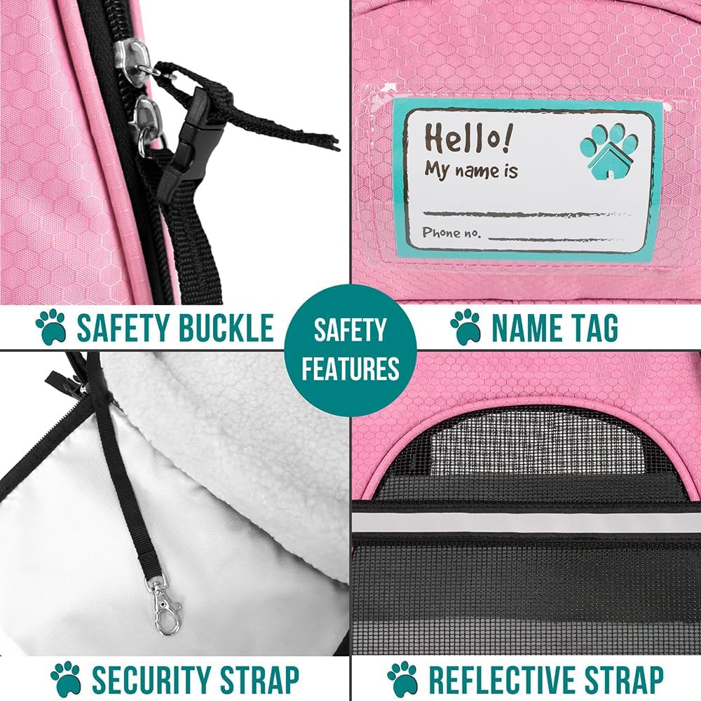 Airline-Approved Pet Carrier – Soft-Sided Travel Bag for Cats & Small Dogs (Large, Pink)