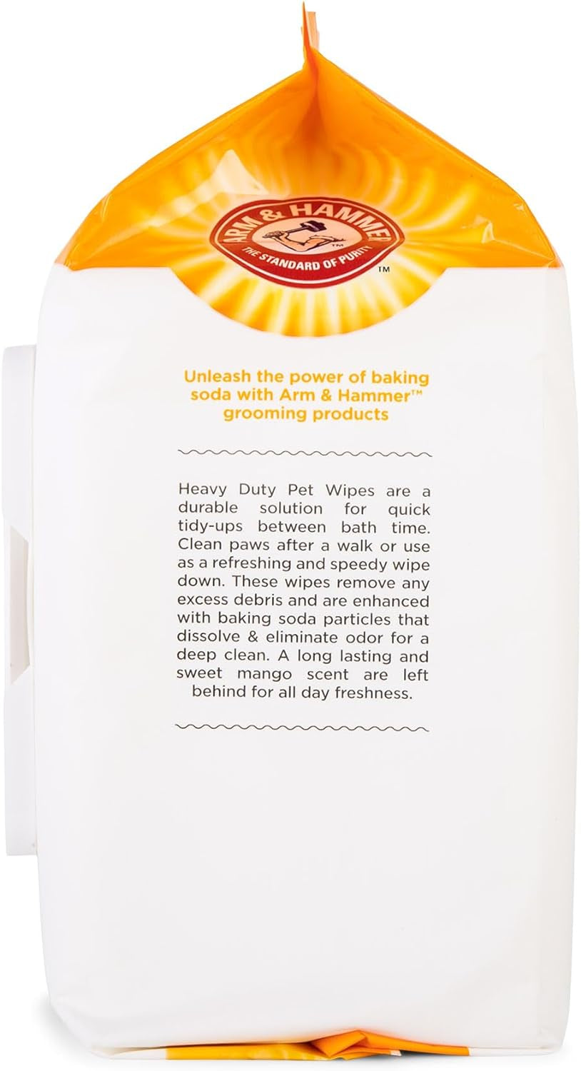 Heavy-Duty Dog Bath Wipes – Mango-Scented Grooming & Deodorizing Wipes for Paws & Body (100-Count)