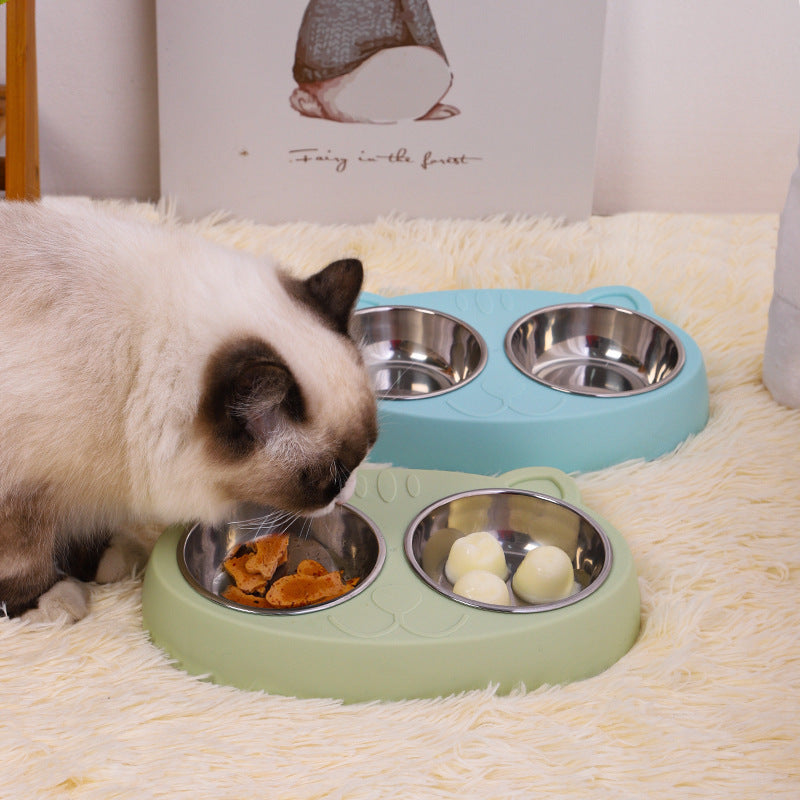 Double Pet Bowl – Non-Slip Stainless Steel Food & Water Bowls for Dogs & Cats